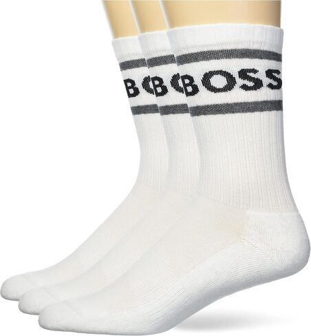 BOSS Men's 3-Pack Bold Logo Stripe Cotton Socks in Saudi Arabia