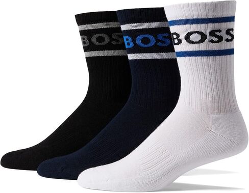 BOSS Men's 3-Pack Bold Logo Stripe Cotton Socks in Saudi Arabia