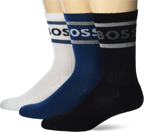 BOSS Men's 3-Pack Bold Logo Stripe Cotton Socks in Saudi Arabia