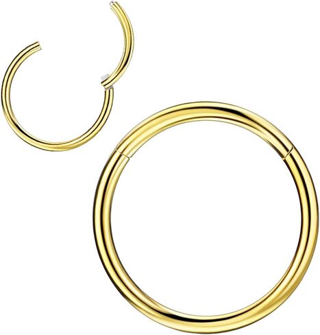 1pc Surgical Steel Piercing Ring for Nose Septum Cartilage Helix Tragus Conch Rook Daith Lobe 20g-18g-16g-14g-12g-10g 5mm-6mm-7mm-8mm-9mm-10mm-11mm-12mm-14mm-16mm Silver/Gold/Rose Gold/Black/Rainbow in Kuwait