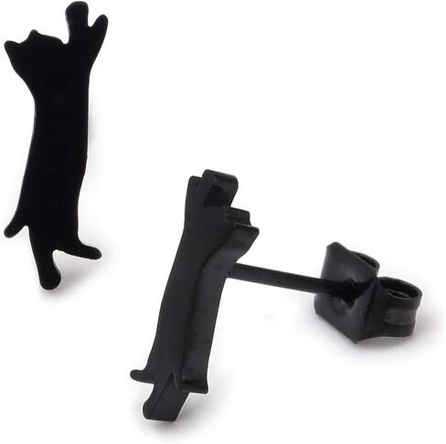 Steelmeup Stainless Steel Cute Black Cat Silhouette Post Stud Earrings Play Sit Jump in Saudi Arabia