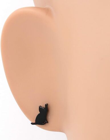 Steelmeup Stainless Steel Cute Black Cat Silhouette Post Stud Earrings Play Sit Jump in Saudi Arabia