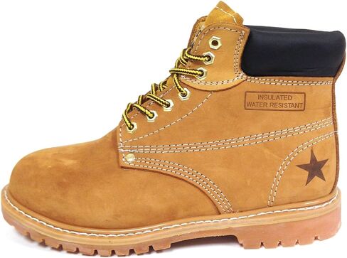 G6A33S Men's Nubuck Leather Tan 6" Lug Sole Slip Resisant Work Boots Width: Wide (W 2E) in Saudi Arabia