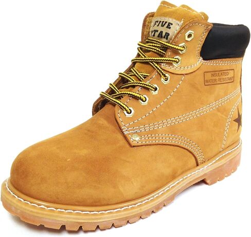 G6A33S Men's Nubuck Leather Tan 6" Lug Sole Slip Resisant Work Boots Width: Wide (W 2E) in Saudi Arabia