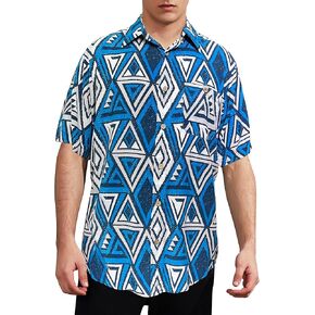 قميص Gochange هاواي للرجال بأكمام قصيرة وأزرار سفلية كاجوال Aloha Beach مطبوع عليه زهور مقاس عادي S-XXL in Kuwait