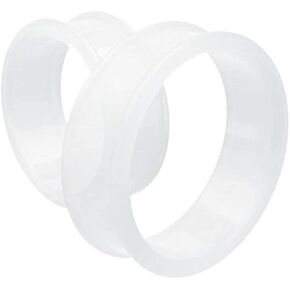 Pair 1-15/16" (50MM) CLEAR SILICONE FLAT FLARE TUNNELS Double Flare Gauges Thin Soft Flexible Flesh Plugs (2pcs) in Saudi Arabia