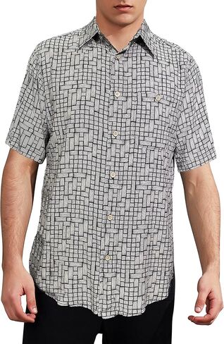 Gochange Hawaiian Shirt for Men Rayon Short Sleeve Button Down Casual Aloha Beach Floral Print Regular Fit S-XXL in Saudi Arabia