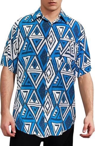 قميص Gochange هاواي للرجال بأكمام قصيرة وأزرار سفلية كاجوال Aloha Beach مطبوع عليه زهور مقاس عادي S-XXL in Kuwait