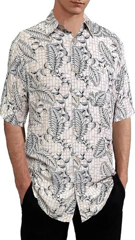 Gochange Hawaiian Shirt for Men Rayon Short Sleeve Button Down Casual Aloha Beach Floral Print Regular Fit S-XXL in Saudi Arabia