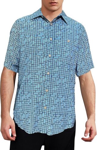 Gochange Hawaiian Shirt for Men Rayon Short Sleeve Button Down Casual Aloha Beach Floral Print Regular Fit S-XXL in Saudi Arabia