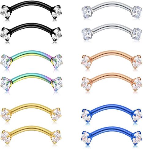 erDouckan Fashion Creative Body Piercing Jewelry for Women Men Fashion Women Round Cubic Zirconia Eyebrow Ring Barbell Body Piercing Jewelry in Saudi Arabia