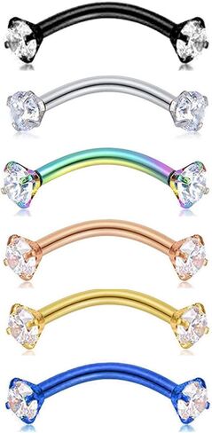 erDouckan Fashion Creative Body Piercing Jewelry for Women Men Fashion Women Round Cubic Zirconia Eyebrow Ring Barbell Body Piercing Jewelry in Saudi Arabia