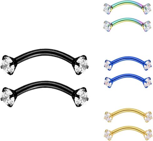 erDouckan Fashion Creative Body Piercing Jewelry for Women Men Fashion Women Round Cubic Zirconia Eyebrow Ring Barbell Body Piercing Jewelry in Saudi Arabia