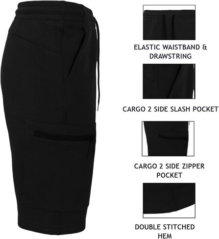Men's Classic and Cargo Fleece Joggers Shorts, Cotton Blend Shorts with Pockets in Kuwait