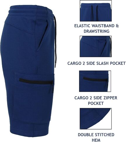 Men's Classic and Cargo Fleece Joggers Shorts, Cotton Blend Shorts with Pockets in Kuwait