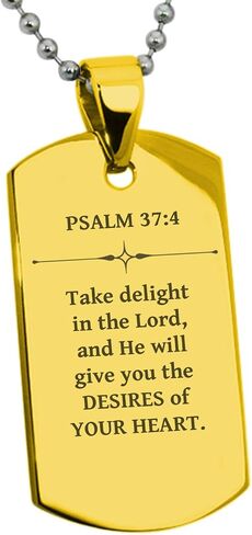 Tioneer Stainless Steel Desires of Your Heart Psalm 37:4 Dog Tag Pendant Necklace in Kuwait