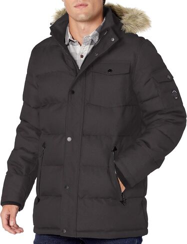 Nautica Men's Quilted Parka Jacket Removable Faux Fur Hood in Kuwait