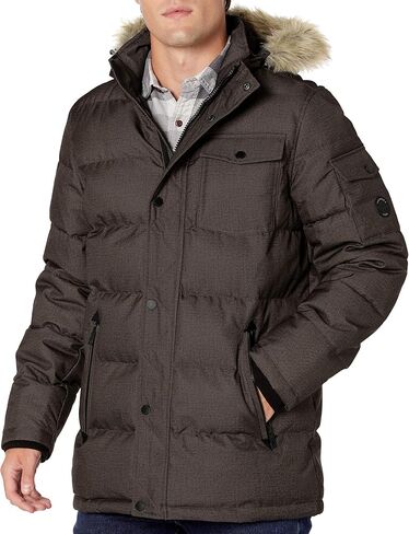 Nautica Men's Quilted Parka Jacket Removable Faux Fur Hood in Kuwait
