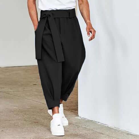 GTHTTT Mens Loose Casual Lightweight Elastic Waist Beach Pants Harem Trousers Hip Hop Loose Washed Stretch Pencil Pants in Saudi Arabia