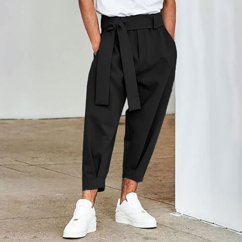 GTHTTT Mens Loose Casual Lightweight Elastic Waist Beach Pants Harem Trousers Hip Hop Loose Washed Stretch Pencil Pants in Saudi Arabia