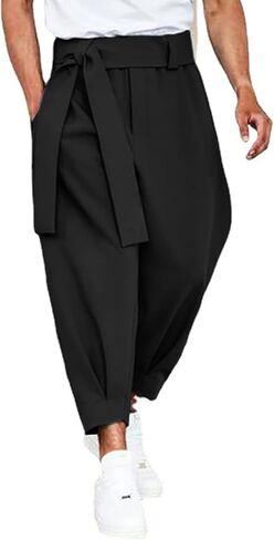 GTHTTT Mens Loose Casual Lightweight Elastic Waist Beach Pants Harem Trousers Hip Hop Loose Washed Stretch Pencil Pants in Saudi Arabia