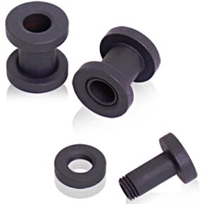 Covet Jewelry Black Matte Finish Screw Tunnel Plug in Saudi Arabia