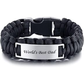 MZZJ Dad Gifts from Son Daughter Stainless Steel ID Nylon Outdoor Sport Paracord Survival Cuff Bracelet,Dad's Birthday Present, Funny Gift Idea for Dad,Dad's Birthday Present in Kuwait
