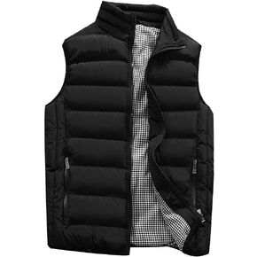 SSDXY Men's Padded Cotton Blend Autumn Winter Warm Vest Coat Tops Jacket Casual Loose Sleeveless Solid Slim Warm Outwear in Saudi Arabia