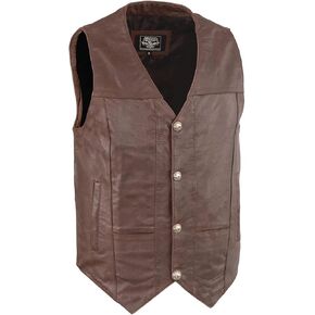 Milwaukee Leather LKM3702 Men's Leather V-Neck Western Style Motorcycle Rider Vest w/Classic Buffalo Snaps Closure in Kuwait