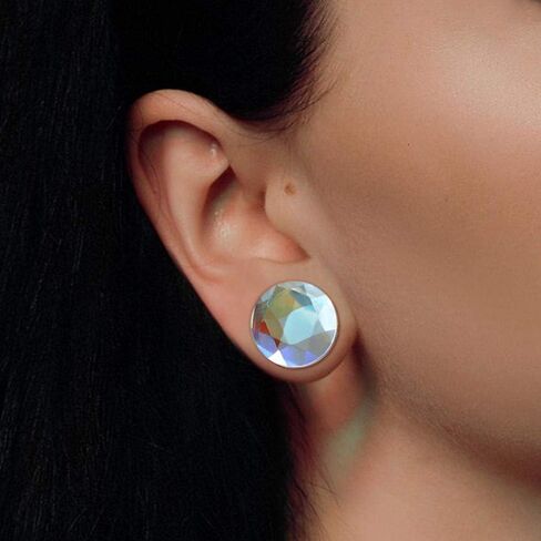 Iridescent Glass Faceted Double Flare Plug in Saudi Arabia