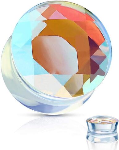 Iridescent Glass Faceted Double Flare Plug in Saudi Arabia