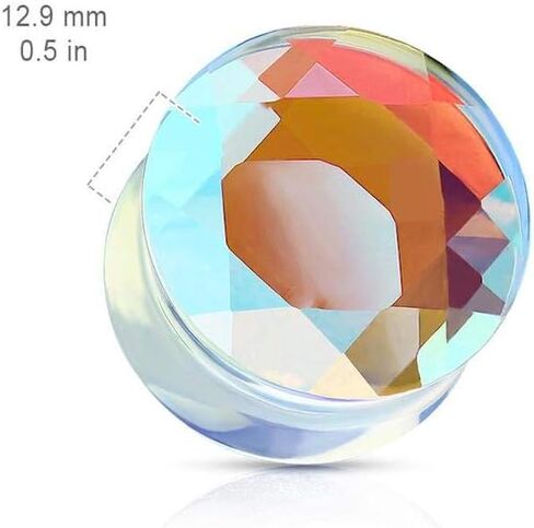 Iridescent Glass Faceted Double Flare Plug in Saudi Arabia