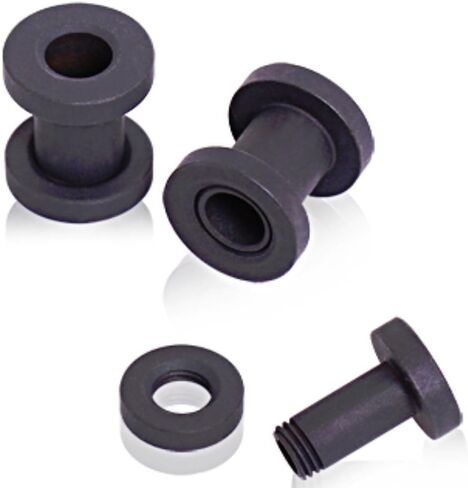 Covet Jewelry Black Matte Finish Screw Tunnel Plug in Saudi Arabia