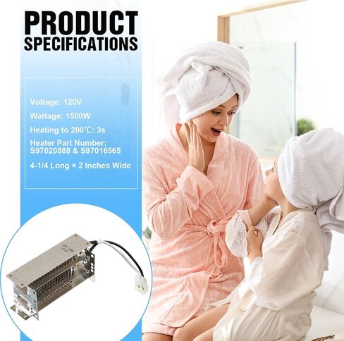 عنصر تسخين Saillong متوافق مع BroanNutone S97020888 S97016565، أجزاء عنصر حرارة مجفف 120 فولت 1500 واط لتدفئة الحمام الخفيفة ومروحة السخان، فتحة تهوية مروحة الحمام، مجموعة عناصر التسخين البديلة in Saudi Arabia