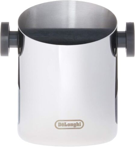 De'Longhi Knock Box for Coffee & Espresso Grounds, Easy & Mess-Free Disposal of Coffee Puck, Removable Bar and Non-Slip Base, Dishwasher Safe, Stainless Steel, 4-inch diameter in Saudi Arabia