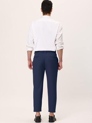Lars Amadeus Men's Formal Cropped Pants Solid Color Flat Front Skinny Dress Trousers in Saudi Arabia