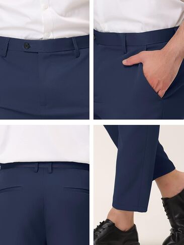 Lars Amadeus Men's Formal Cropped Pants Solid Color Flat Front Skinny Dress Trousers in Saudi Arabia