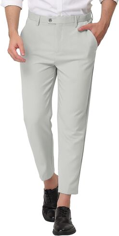 Lars Amadeus Men's Formal Cropped Pants Solid Color Flat Front Skinny Dress Trousers in Saudi Arabia