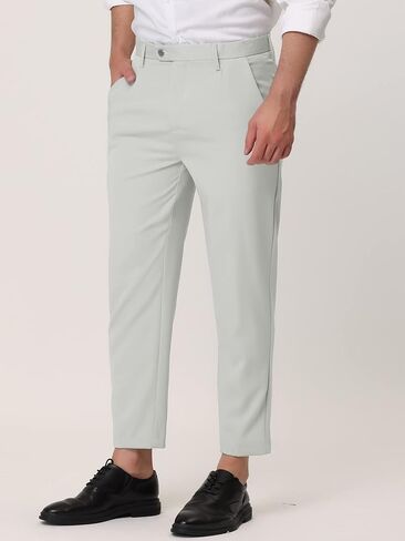 Lars Amadeus Men's Formal Cropped Pants Solid Color Flat Front Skinny Dress Trousers in Saudi Arabia