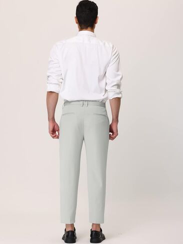 Lars Amadeus Men's Formal Cropped Pants Solid Color Flat Front Skinny Dress Trousers in Saudi Arabia