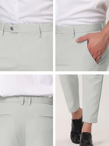 Lars Amadeus Men's Formal Cropped Pants Solid Color Flat Front Skinny Dress Trousers in Saudi Arabia