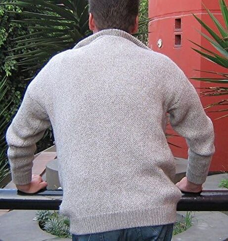 Alpakaandmore Mens Thick Alpaca Wool Cardigan, Grey Sweater in Saudi Arabia