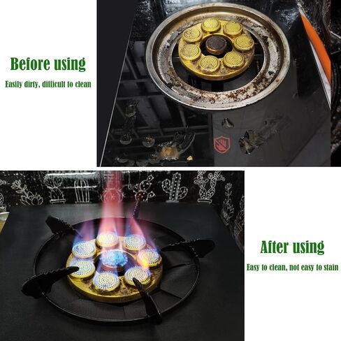 8 Pack Stove Burner Covers Reusable Non-Stick Fast Clean Liners for Kitchen Cuttable Easy to Clean Size 10.6" x 10.6"（Black） in Saudi Arabia