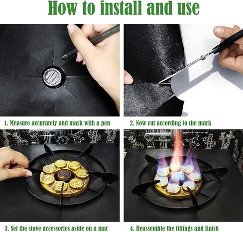 8 Pack Stove Burner Covers Reusable Non-Stick Fast Clean Liners for Kitchen Cuttable Easy to Clean Size 10.6" x 10.6"（Black） in Saudi Arabia