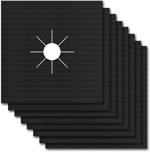8 Pack Stove Burner Covers Reusable Non-Stick Fast Clean Liners for Kitchen Cuttable Easy to Clean Size 10.6" x 10.6"（Black） in Saudi Arabia