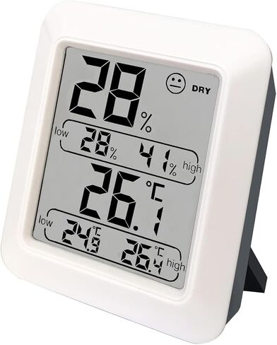 جهاز قياس درجة الحرارة والرطوبة الرقمي، جهاز استشعار كبير بشاشة LCD كبيرة الحجم، جهاز قياس درجة حرارة الغرفة الداخلية، مؤشر راحة الهواء للحيوانات الأليفة، الزواحف، الدفيئة، الطابق السفلي، المرطب، الجيتار، المكتب، القبو in Kuwait