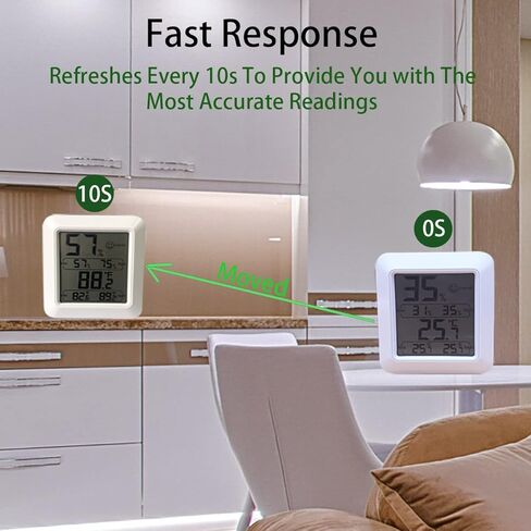 جهاز قياس درجة الحرارة والرطوبة الرقمي، جهاز استشعار كبير بشاشة LCD كبيرة الحجم، جهاز قياس درجة حرارة الغرفة الداخلية، مؤشر راحة الهواء للحيوانات الأليفة، الزواحف، الدفيئة، الطابق السفلي، المرطب، الجيتار، المكتب، القبو in Kuwait