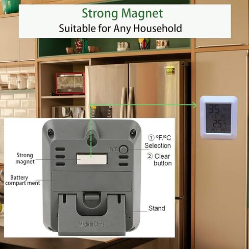 جهاز قياس درجة الحرارة والرطوبة الرقمي، جهاز استشعار كبير بشاشة LCD كبيرة الحجم، جهاز قياس درجة حرارة الغرفة الداخلية، مؤشر راحة الهواء للحيوانات الأليفة، الزواحف، الدفيئة، الطابق السفلي، المرطب، الجيتار، المكتب، القبو in Kuwait