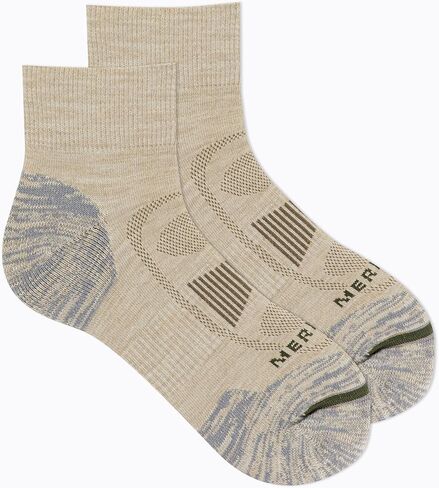 Merrell Men's and Women's Zoned Cushioned Wool Hiking Quarter Socks - Unisex Arch Support Band and Breathable Mesh in Saudi Arabia