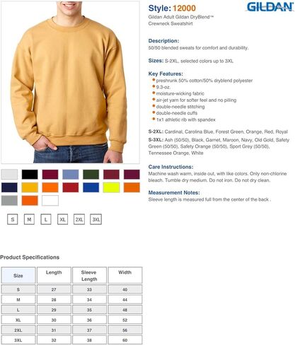 Gildan Adult Gildan DryBlendTM Crewneck Sweatshirt 12000 - Old Gold_2XL in Saudi Arabia